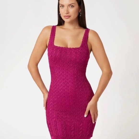 Guess Women's Pointelle Bodycon Dress - Purple Dragonfruit- XL New with tags - Picture 1 of 2